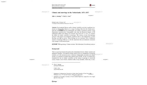 Climate and marriage in the Netherlands, 1871–1937